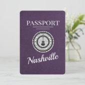 Violet Paarse Nashville Passport Bewaar de datum Save The Date (Staand voorkant)