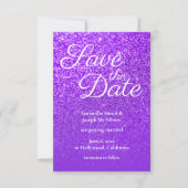 Violet Paarse Ombre Glitter Save the Date Kaart (Voorkant)