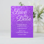 Violet Paarse Ombre Glitter Save the Date Kaart (Staand voorkant)