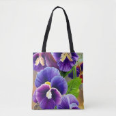 Violet Paarse Pansies Tote Bag (Voorkant)