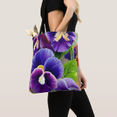 Violet Paarse Pansies Tote Bag (Dichtbij)