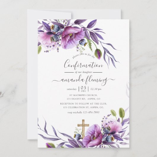 Violet Paarse papaver bevestiging Kaart (Voorkant)