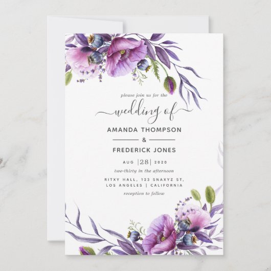 Violet Paarse papaver Kaart (Voorkant)