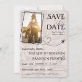 Violet Paarse Parijse Paspoort Bewaar de datum Save The Date (Achterkant)