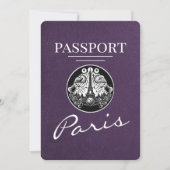 Violet Paarse Parijse Paspoort Bewaar de datum Save The Date (Voorkant)