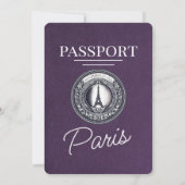 Violet Paarse Paris Passport Wedding Kaart (Achterkant)