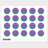 Violet Paarse Peacock bruiloft Ronde Sticker (Vel)