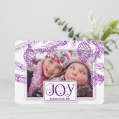 Violet Paarse Pines met kerstfoto Feestdagenkaart (Staand voorkant)