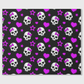 Violet Paarse Punk Rock Skulls Cadeaupapier (Vlak)