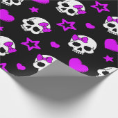Violet Paarse Punk Rock Skulls Cadeaupapier (Hoek)