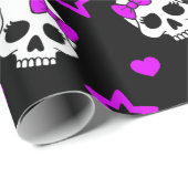 Violet Paarse Punk Rock Skulls Cadeaupapier (Rol Hoek)