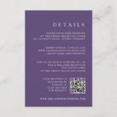 Violet Paarse QR Code RSVP & bruiloft Details Informatiekaartje (Voorkant)