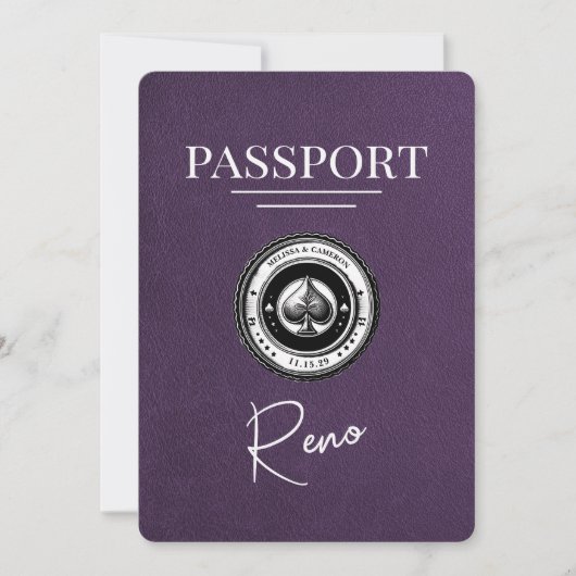 Violet Paarse Reno Passport Bewaar de datum Save The Date (Voorkant)
