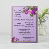 Violet Paarse  Roos Gothic bruiloft Kaart (Staand voorkant)