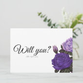 Violet Paarse Roos Wil je mijn bruidsmeisje kaart (Staand voorkant)