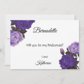 Violet Paarse Roos Wil je mijn bruidsmeisje kaart (Achterkant)