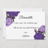 Violet Paarse Rosed Wil je mijn Maid of Honor zijn Kaart (Achterkant)