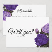 Violet Paarse Rosed Wil je mijn Maid of Honor zijn Kaart (Voorkant / Achterkant)