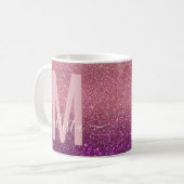 Violet Paarse roze driestal geselt monogram Koffiemok (Voorkant links)