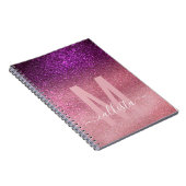 Violet Paarse roze driestal geselt monogram Notitieboek (Rechterzijde)