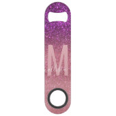 Violet Paarse roze driestal geselt monogram Speed Flessenopener (Voorkant)