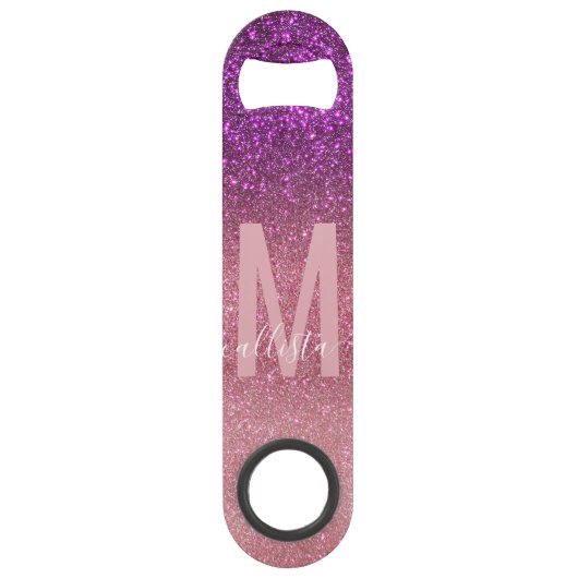 Violet Paarse roze driestal geselt monogram Speed Flessenopener (Voorkant)
