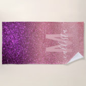 Violet Paarse roze driestal geselt monogram Strandlaken (Voorkant)