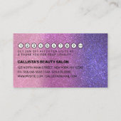 Violet Paarse Roze Drievoudige Glitter Ombre Typog Klantenkaartje (Achterkant)