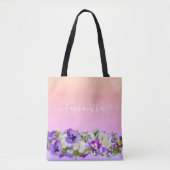 Violet paarse roze roze roodbruine floralen tote bag (Voorkant)