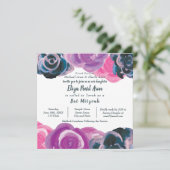 Violet Paarse Roze Rozen Bat Mitzvah Uitnodiging (Staand voorkant)