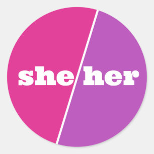 Violet Paarse roze voornaamwoord zij/haar Ronde Sticker