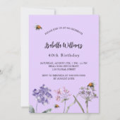 Violet paarse roze wilde bloemen verjaardag kaart (Voorkant)