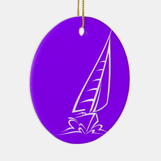 Violet Paarse Sailing Keramisch Ornament (Rechts)