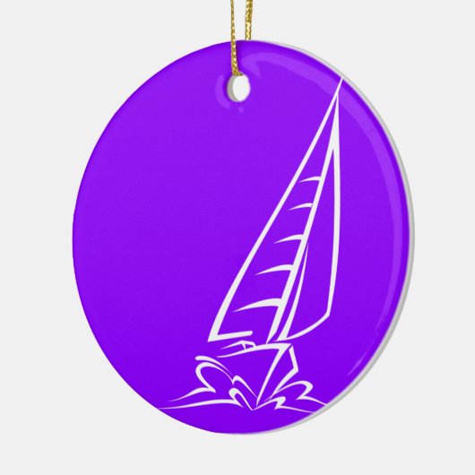Violet Paarse Sailing Keramisch Ornament (Links)
