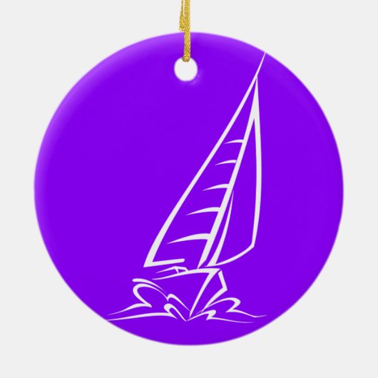 Violet Paarse Sailing Keramisch Ornament (Achterkant)