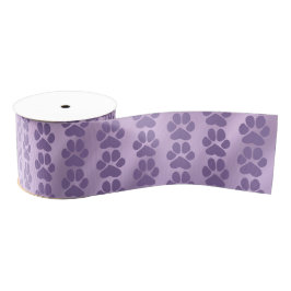 Violet paarse schattige poot printpatroon grosgrain lint