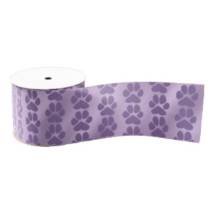 Violet paarse schattige poot printpatroon grosgrain lint