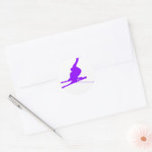 Violet Paarse sneeuwskki Ronde Sticker (Envelop)