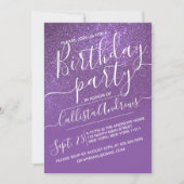 Violet Paarse Sparkly Glitter Ombre Verjaardag Kaart (Voorkant)