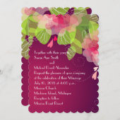 Violet Paarse Transparant Bloemen Bruiloft Uitnodi Kaart (Voorkant / Achterkant)