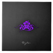 Violet Paarse Tribal Hibiscus Tegeltje (Voorkant)