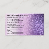 Violet Paarse Triple Glitter Cadeaubon Visitekaartje (Achterkant)