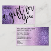 Violet Paarse Triple Glitter Cadeaubon Visitekaartje (Voorkant / Achterkant)