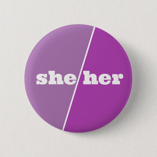 Violet Paarse voornaamwoord Button zij/haar (Voorkant)