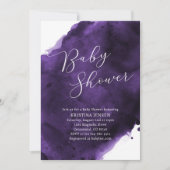Violet Paarse Waterverf Baby shower Kaart (Voorkant)