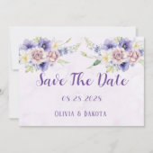 Violet Paarse Waterverf Floral sla de datumkaart o Kaart (Voorkant)