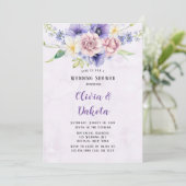 Violet Paarse Waterverf Florals Wedding Shower Kaart (Staand voorkant)