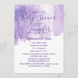 Violet Paarse Waterverf Splash Baby shower Kaart