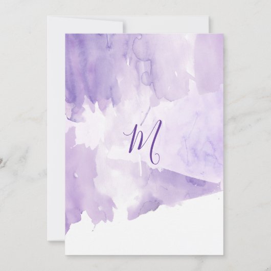 Violet Paarse Waterverf Splash Bachelorette Party Kaart (Achterkant)