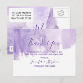 Violet Paarse Waterverf Splash Bedankt Briefkaart (Voorkant / Achterkant)